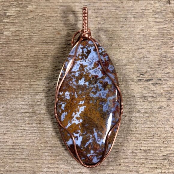 Rare Crazy Lace Moss Agate Necklace Pendant - Picture 2 of 6